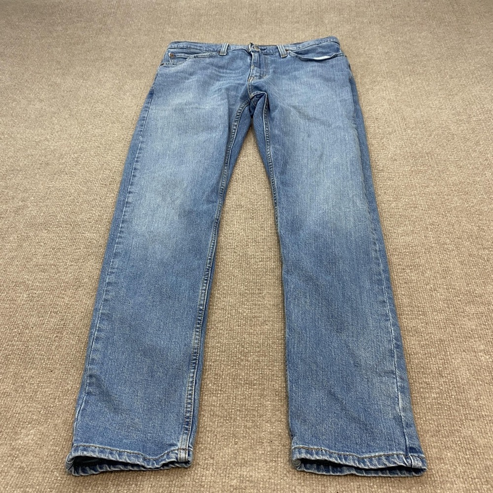 Levis 512 Jeans Mens 34x32 Blue Medium Wash Slim Tapered Stretch Denim Pants - Picture 1 of 13